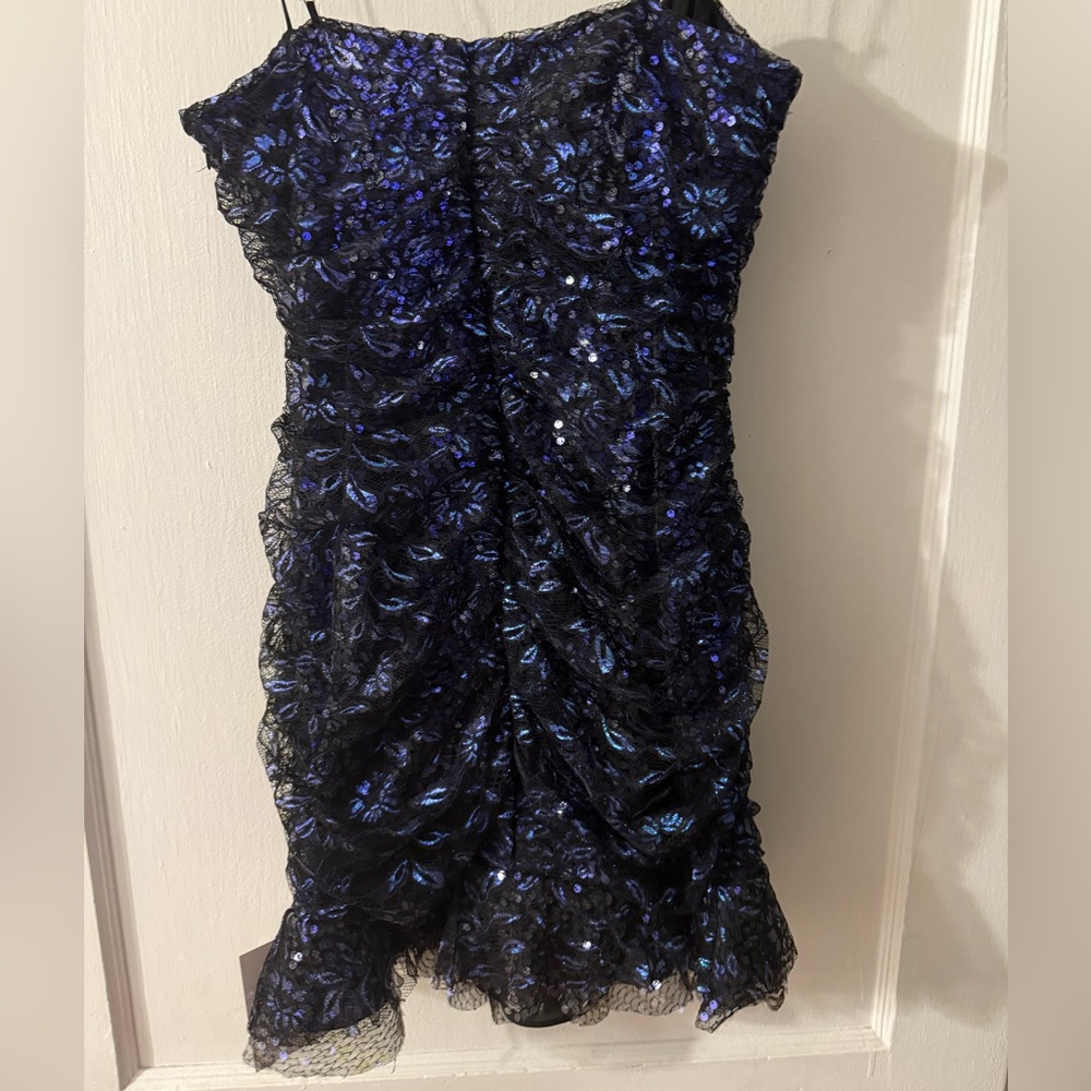NWT For Love and Lemons Blue Rodin Iridescent Lace Mini Dress Size Medium - Picture 3 of 3